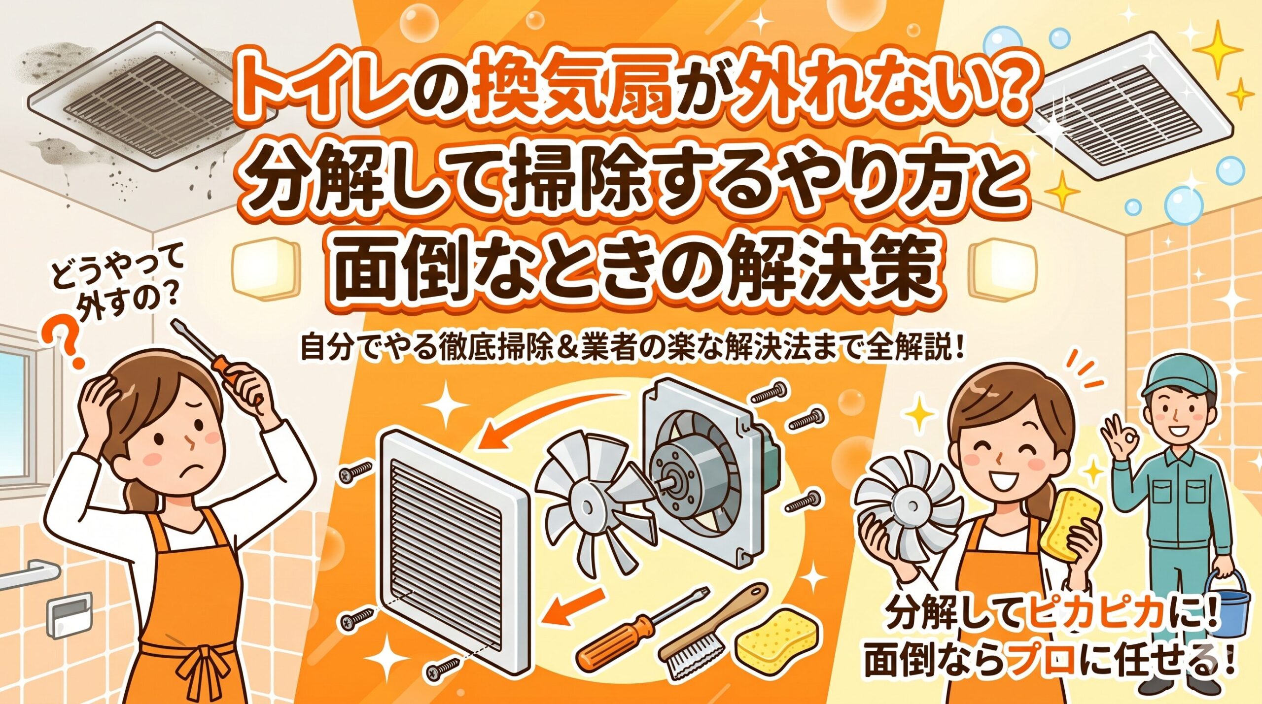 トイレの換気扇が外れない？分解して掃除するやり方と面倒なときの解決策