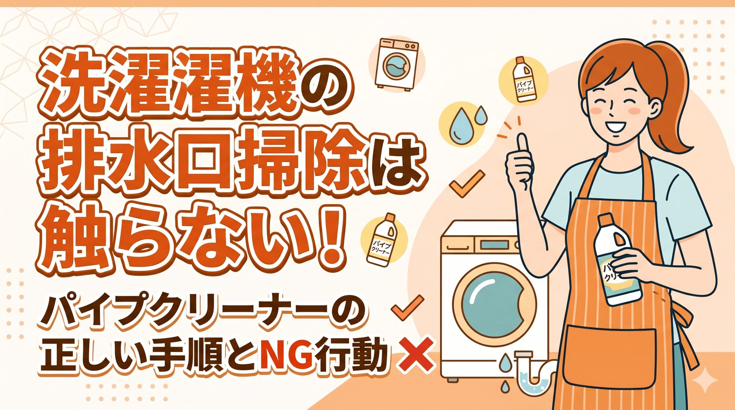 洗濯機の排水口掃除は触らない！パイプクリーナーの正しい手順とNG行動