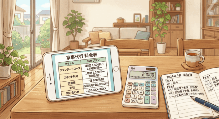 タスカジのわかりやすい料金プランと家計のイメージ