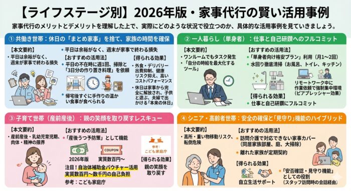 【ライフステージ別】2026年版・家事代行の賢い活用事例